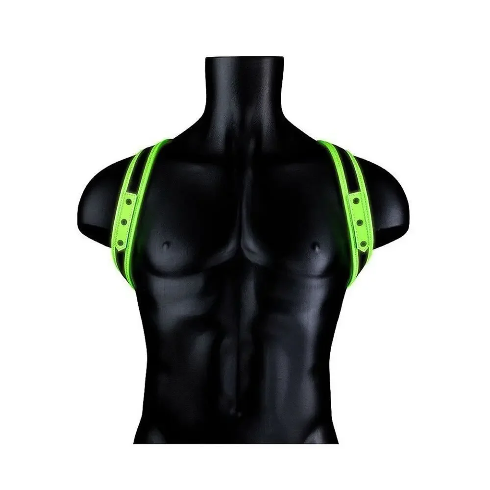 🦋B2G1🦋OUCH! Glow In The Dark NEON GREEN Bonded Leather Sling Harness | S/M |